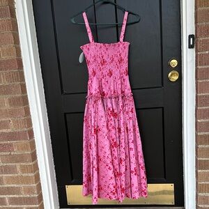 Hill House Sweet Pea Nap Pink Floral Midi Dress XS NWT
